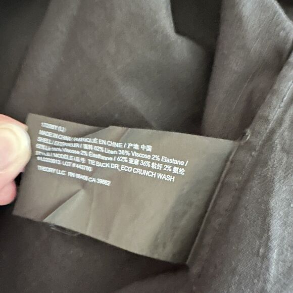 THEORY Modern Midi Tea Dress Black Linen Blend Fit and Flare Size LARGE - Picture 7 of 7